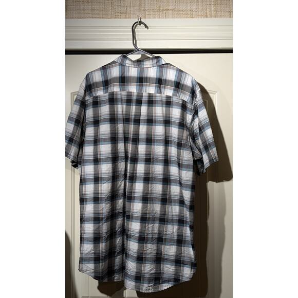 Quiksilver Black Gray Teal Plaid Short Sleeve Button Front Shirt Mens Sz XXL - Picture 9 of 10